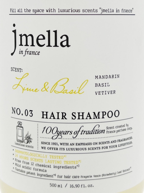 Jmella Парфюмированный шампунь для волос Лайм и Базилик N0.03 In France Lime & Basil Hair Shampoo, 500 мл