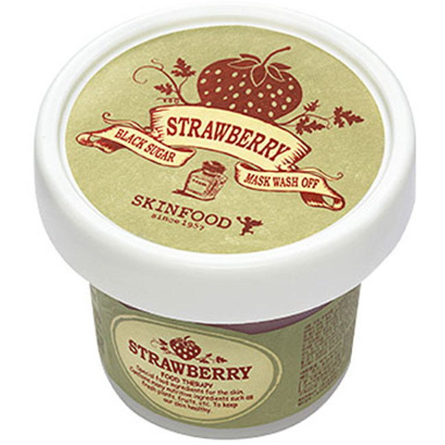SKINFOOD Black Sugar Strawberry Mask Wash Off Очищающая и увлажняющая маска для лица, 100 г