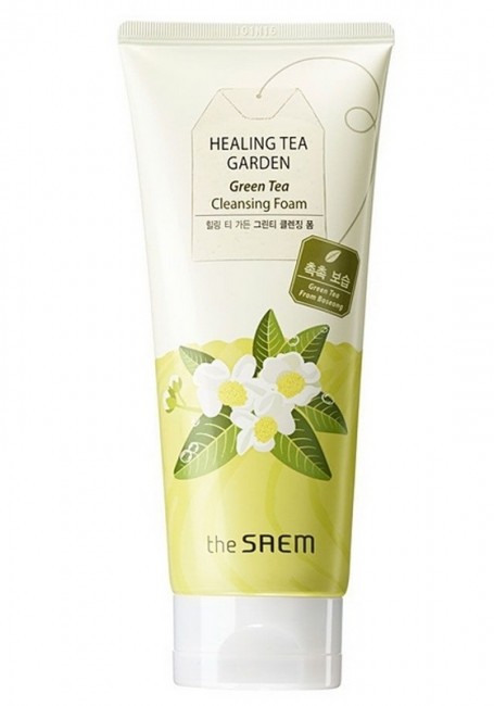 The Saem Healing Tea Garden Green Tea Cleansing Foam Увлажняющая и очищающая пенка с зеленым чаем, 150 мл