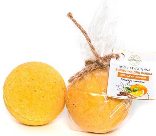 Siberina Бомбочка для ванны Апельсин-корица, 80 г