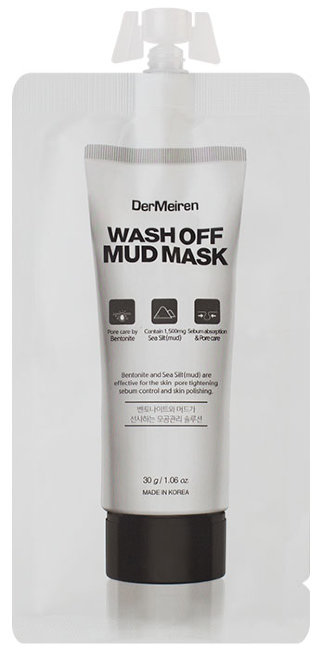 DerMeiren Wash Off Mud Mask Маска с глиной и морской солью для глубокого очищения пор, 30 г