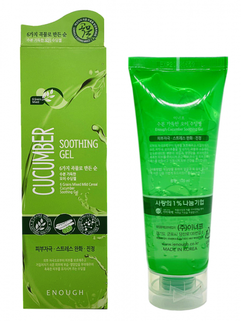 Enough Многофункциональный гель с экстрактом огурца 6 Grains Mixed Cucumber Soothing Gel, 100 мл.