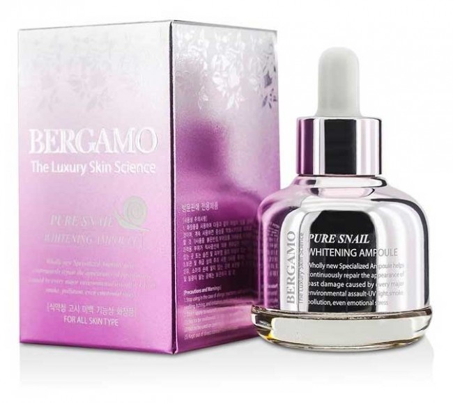 Bergamo Сыворотка с экстрактом муцина улитки Pure Snail Whitening Ampoule, 30 мл