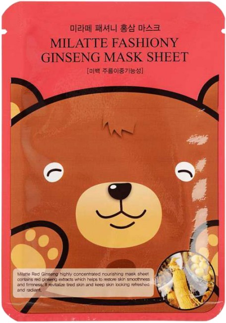 Milatte Маска на тканевой основе для лица с экстрактом красного женьшеня Fashiony Genseng Mask Sheet, 21 г Milatte Маска на тканевой основе для лица с экстрактом красного женьшеня Fashiony Genseng Mask Sheet, 21 г