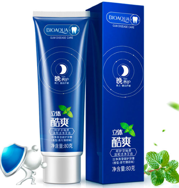 Bioaqua Зубная паста с ионами серебра и экстрактом мяты - отбеливающая, 80 г Bioaqua Зубная паста с ионами серебра и экстрактом мяты - отбеливающая, 80 г