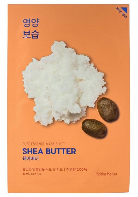 Holika Holika Pure Essence Mask Sheet Shea Butter Успокаивающая тканевая маска для лица с маслом ши, 20 мл Holika Holika Pure Essence Mask Sheet Shea Butter Успокаивающая тканевая маска для лица с маслом ши, 20 мл