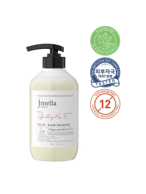 Jmella Парфюмированный шампунь для волос Сверкающая роза N0.05 In France Sparkling Rose Hair Shampoo, 500 мл