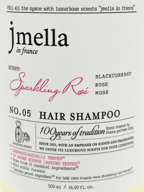 Jmella Парфюмированный шампунь для волос Сверкающая роза N0.05 In France Sparkling Rose Hair Shampoo, 500 мл