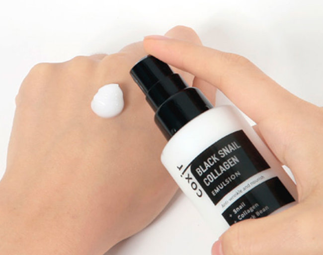 Coxir Black Snail Collagen Emulsion Эмульсия против морщин с коллагеном и муцином черной улитки, 100 мл