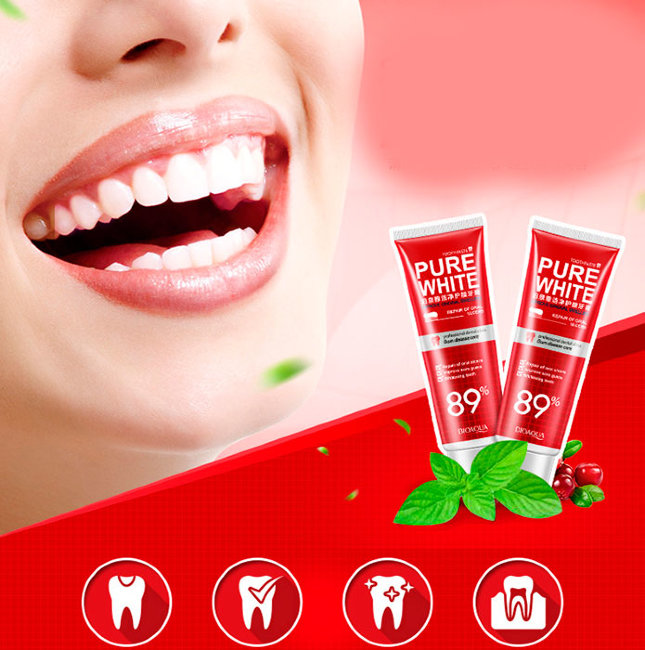 Bioaqua Pure White Зубная паста отбеливающая с клюквой, 120 г