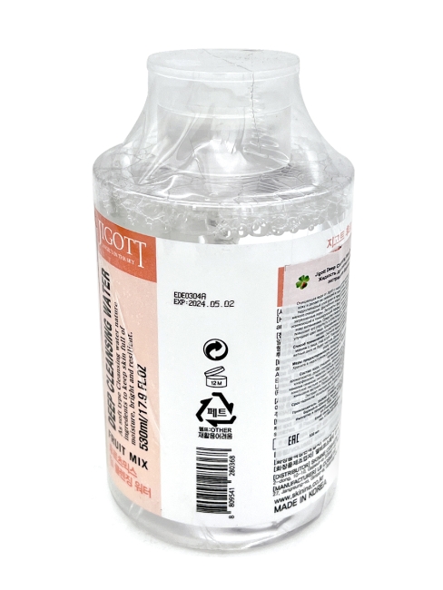 Jigott Глубоко очищающая вода с Экстрактами Фруктов Deep Cleansing Water Fruit Mix, 530 мл