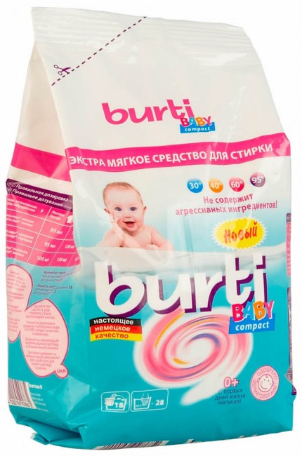 Burti Compact Baby Концентрированный стиральный порошок для детского белья, 900 гр