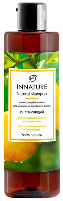 Innature Шампунь натуральный Регулирующий для жирных и проблемных волос, 250 мл