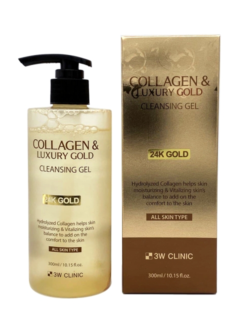3W Clinic Гель для лица очищающий с коллагеном и золотом Collagen and Luxury Gold Cleansing Gel, 300 мл 3W Clinic Гель для лица очищающий с коллагеном и золотом Collagen and Luxury Gold Cleansing Gel, 300 мл