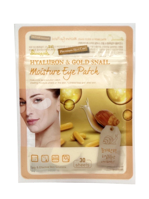 Skinapple Патчи под глаза тканевые Hyaluron & Gold Snail Moisture Eye Patch, 30 штук Skinapple Патчи под глаза тканевые Hyaluron & Gold Snail Moisture Eye Patch, 30 штук