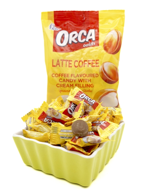 Boonprasert Конфеты карамель леденцовая со вкусом кофе и сливочной начинкой Orca Latte Coffee Flavoured Candy With Cream Filling (50 шт), 140 г Boonprasert Конфеты карамель леденцовая со вкусом кофе и сливочной начинкой Orca Latte Coffee Flavoured Candy With Cream Filling (50 шт), 140 г