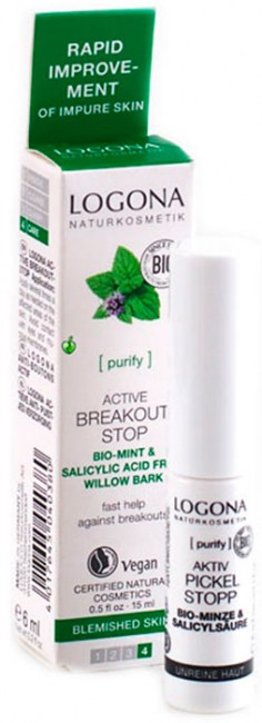 Logona Активное средство против высыпаний на лице с Био-мятой и салициловой кислотой из коры ивы, 6 мл