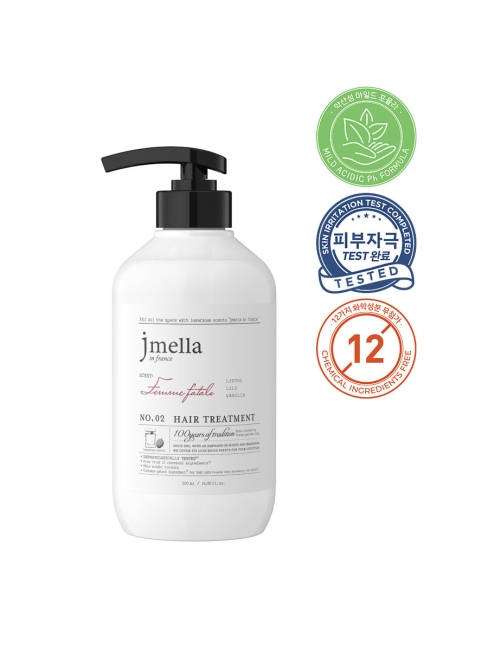 Jmella Парфюмированная маска для волос Роковая женщина N0.02 In France Femme Fatale Hair Treatment, 500 мл Jmella Парфюмированная маска для волос Роковая женщина N0.02 In France Femme Fatale Hair Treatment, 500 мл