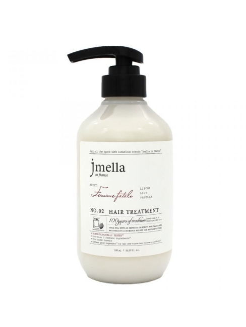 Jmella Парфюмированная маска для волос Роковая женщина N0.02 In France Femme Fatale Hair Treatment, 500 мл Jmella Парфюмированная маска для волос Роковая женщина N0.02 In France Femme Fatale Hair Treatment, 500 мл