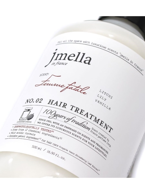 Jmella Парфюмированная маска для волос Роковая женщина N0.02 In France Femme Fatale Hair Treatment, 500 мл Jmella Парфюмированная маска для волос Роковая женщина N0.02 In France Femme Fatale Hair Treatment, 500 мл