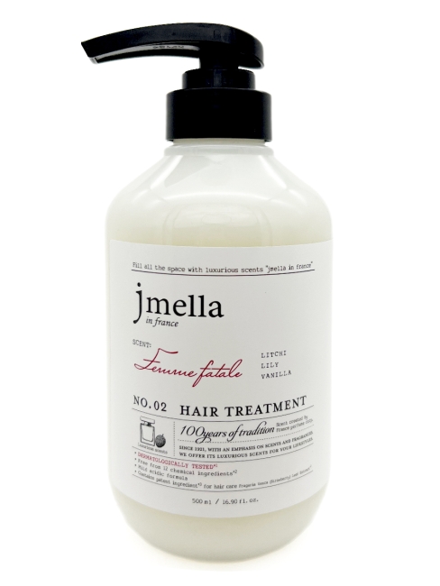 Jmella Парфюмированная маска для волос Роковая женщина N0.02 In France Femme Fatale Hair Treatment, 500 мл Jmella Парфюмированная маска для волос Роковая женщина N0.02 In France Femme Fatale Hair Treatment, 500 мл