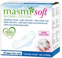 Masmi Natural Cotton Soft Натуральные прокладки гигиенические, ультратонкие, ночные, 10 шт 