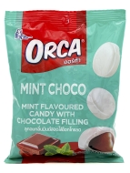 Boonprasert Конфеты карамель леденцовая со вкусом мяты и шоколадной начинкой Orca Mint Choco Mint Flavoured Candy With Chocolate Felling (50 шт), 140 г