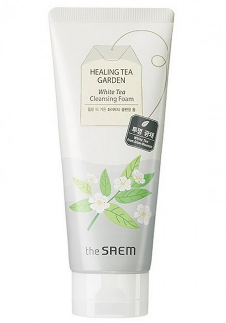 The Saem Healing Tea Garden White Tea Cleansing Foam Увлажняющая и очищающая пенка с экстрактом белого чая, 150 мл