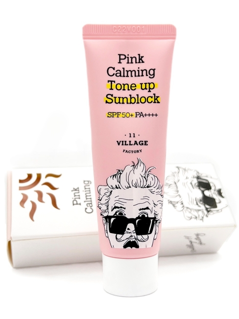Village 11 Factory Успокаивающий солнцезащитный крем (уценка) Pink Calming Tune Up Sunblock SPF50+ PA++++, 25 мл