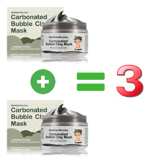Bioaqua Carbonated Bubble Clay Mask 2+1 Очищающая пузырьковая маска для лица 2+1, 100 г