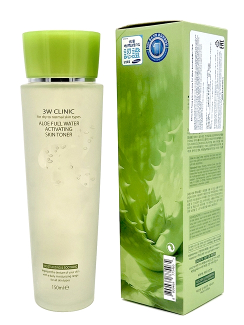 3W Clinic Тонер для лица увлажняющий с экстрактом Алоэ Aloe Full Water Activating Skin Toner, 150 мл 3W Clinic Тонер для лица увлажняющий с экстрактом Алоэ Aloe Full Water Activating Skin Toner, 150 мл