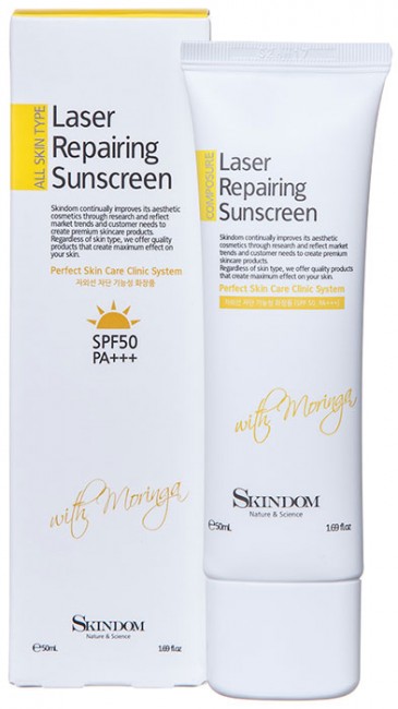 Skindom Laser Repairing Sunscreen With Moringa Солнцезащитный крем с морингой, 50 мл Skindom Laser Repairing Sunscreen With Moringa Солнцезащитный крем с морингой, 50 мл