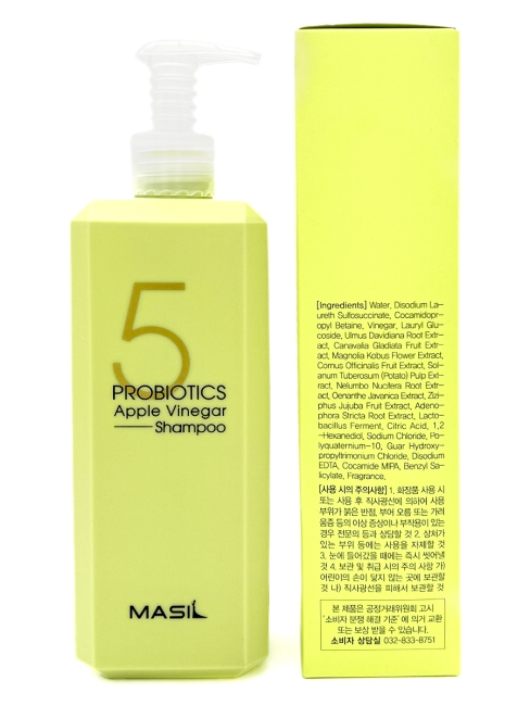 Masil Шампунь для волос с 5 видами пробиотиков и яблочным уксусом 5 Probiotics Apple Vinegar Shampoo, 500 мл
