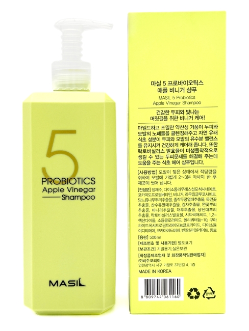 Masil Шампунь для волос с 5 видами пробиотиков и яблочным уксусом 5 Probiotics Apple Vinegar Shampoo, 500 мл