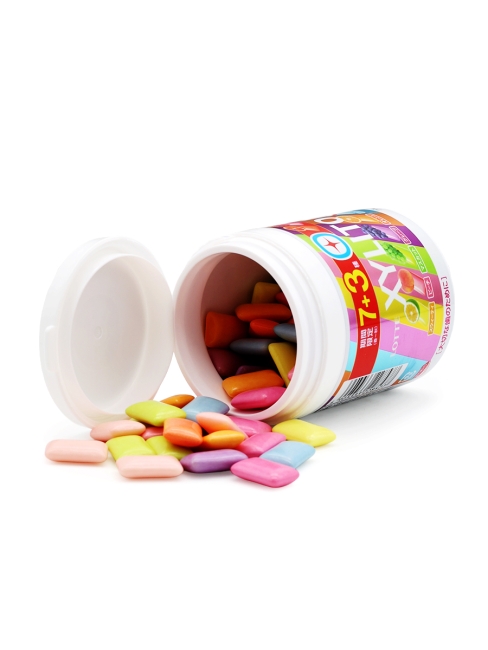 LOTTE Жвачка 7+3 фруктовый вкус с ксилитом в банке Xylitol Assort Family Bottle 7+1, 133 г