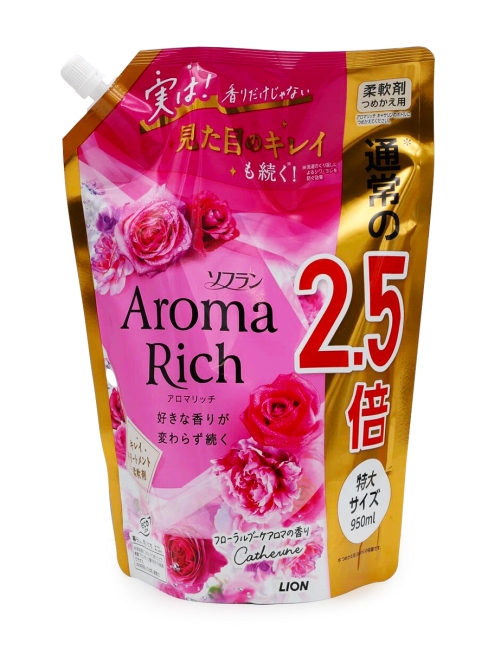 Lion Кондиционер концентрат для белья парфюмированный с натуральными маслами Кэтрин Aroma Rich Catherine 615, 950 мл Lion Кондиционер концентрат для белья парфюмированный с натуральными маслами Кэтрин Aroma Rich Catherine 615, 950 мл