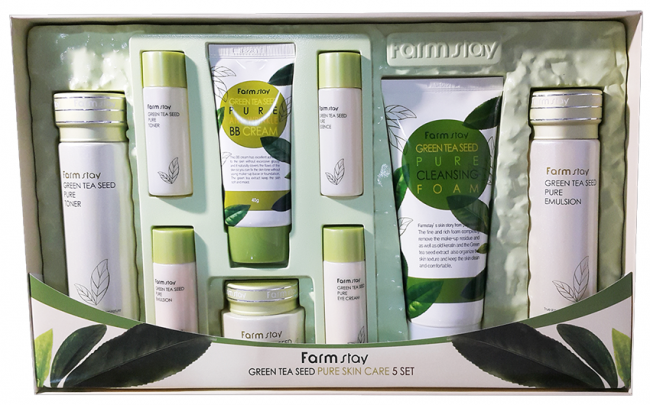 FarmStay Green Tea Seed 5 Set Набор по уходу за кожей лица на основе зеленого чая 5 предметов