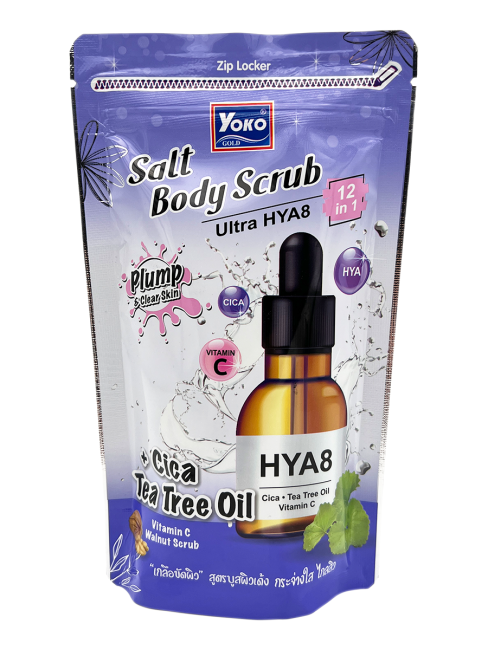 Yoko Скраб для тела солевой гиалуроновая кислота и чайное дерево Gold Salt Body Scrub Ultra Hya8, 350 г