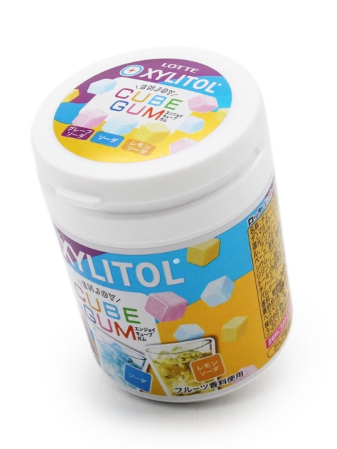LOTTE Жвачка с ксилитом в банке вкус 3-х напитков Xylitol Gum Enjoy Cube, 114 г