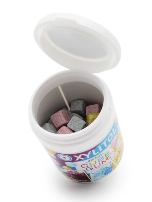 LOTTE Жвачка с ксилитом в банке вкус 3-х напитков Xylitol Gum Enjoy Cube, 114 г