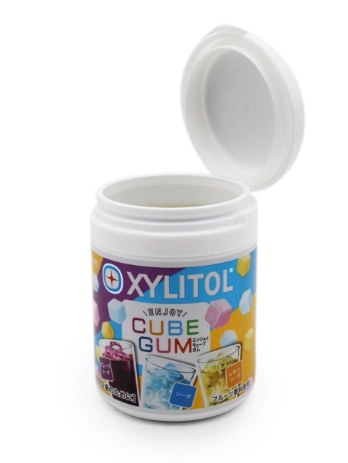 LOTTE Жвачка с ксилитом в банке вкус 3-х напитков Xylitol Gum Enjoy Cube, 114 г