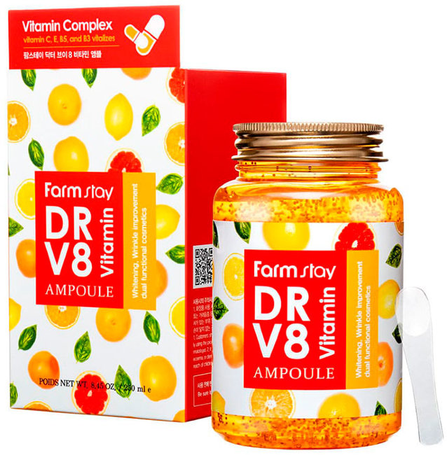 FarmStay DR-V8 Vitamin Ampoule Ампульная сыворотка с витаминами, 250 мл FarmStay DR-V8 Vitamin Ampoule Ампульная сыворотка с витаминами, 250 мл