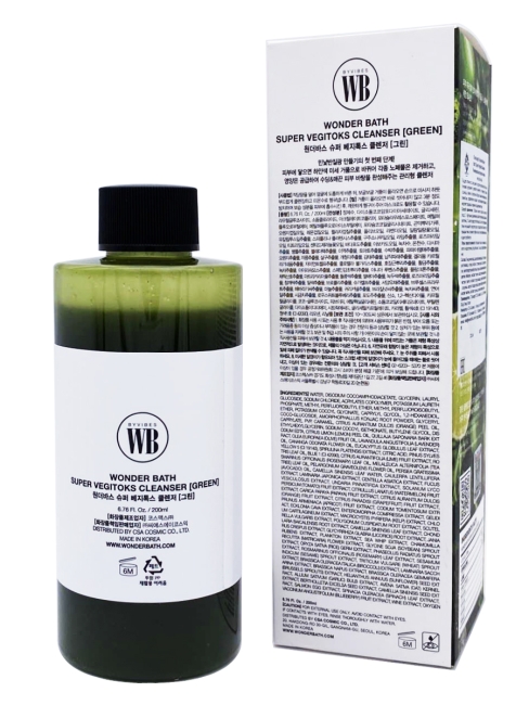Wonder Bath Универсальное детокс очищение для лица Super Vegitoks Cleanser Green, 200 мл