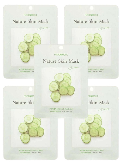Foodaholic Тканевая маска для лица с экстрактом огурца Nature Skin Mask Cucumber, 25 г