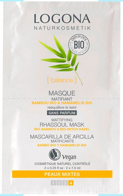 Logona Матирующая маска с Расулом, Био-Бамбуком и Био-Гамамелисом, 15 мл