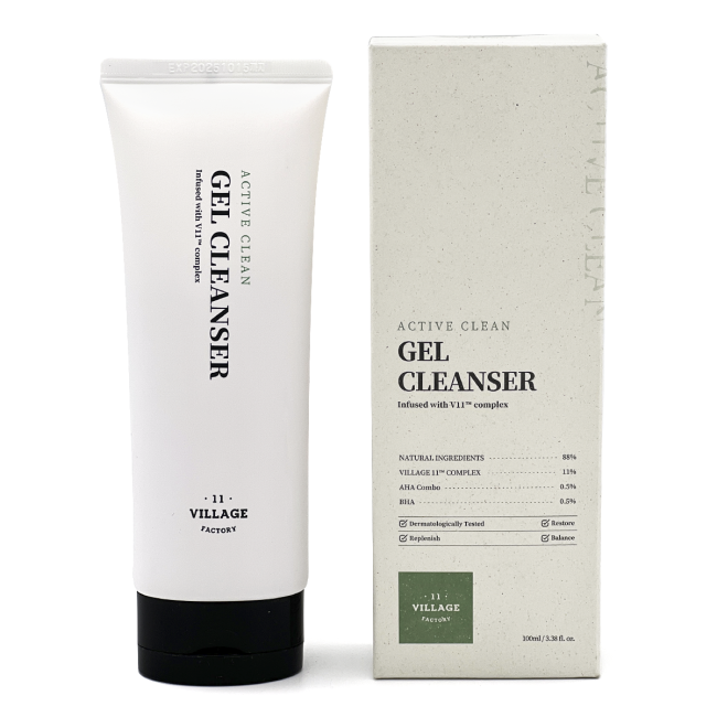 Village 11 Factory Гель для умывания с AHA и BHA кислотами для жирной и проблемной кожи лица Active Clean Gel Cleanser, 100 мл