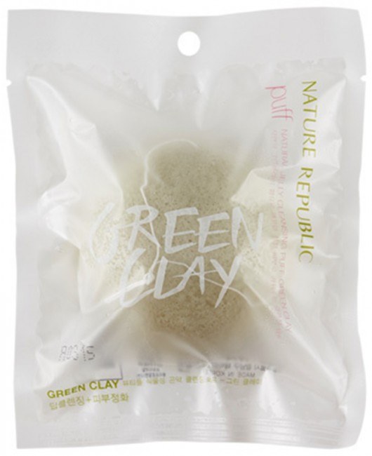 NATURE REPUBLIC Beauty Tool Natural Jelly Cleansing Puff Green Clay Очищающий спонж, 1 шт