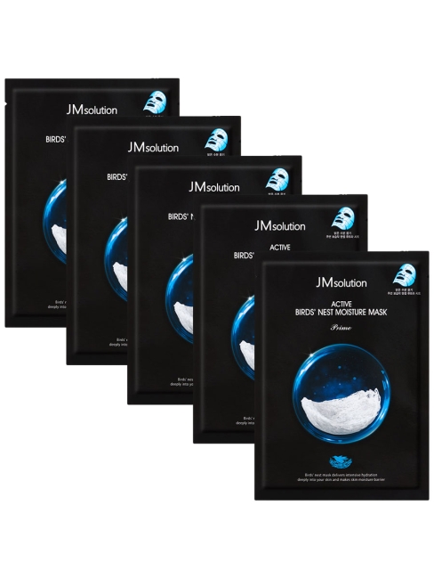 JMsolution Комплект тканевых масок с ласточкиным гнездом Active Bird's Nest Moisture Mask Prime, 5 шт JMsolution Комплект тканевых масок с ласточкиным гнездом Active Bird's Nest Moisture Mask Prime, 5 шт