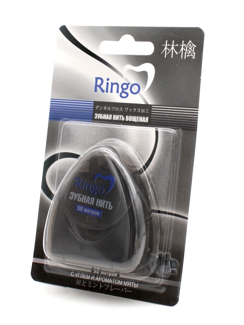 Gotaiyo Зубная нить вощеная с углем и ароматом мяты Ringo, 50 м Gotaiyo Зубная нить вощеная с углем и ароматом мяты Ringo, 50 м