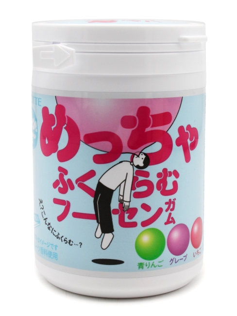 LOTTE Жвачка в банке яблоко-персик, виноград, клубника Super Inflatable Fussengum Bottle, 119 г